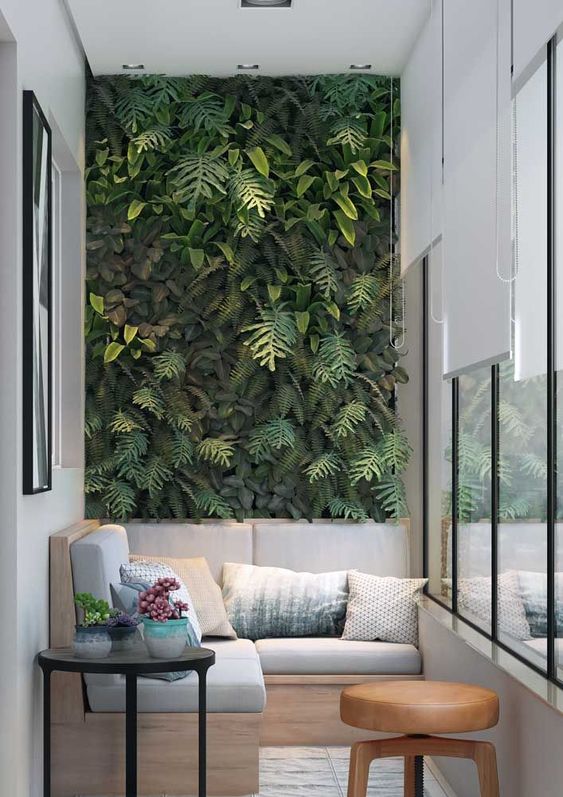 Parede de varanda pequena com Jardim Vertical